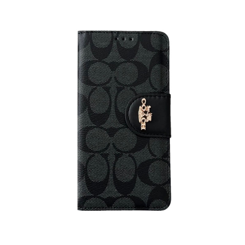 Coach iPhone Case Leather Flip Case with Card Holder Brown-PTK241622